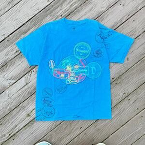 Disney Blue All Over Print T Shirt Men’s Size L Retro Vintage Cartoon Graphic T